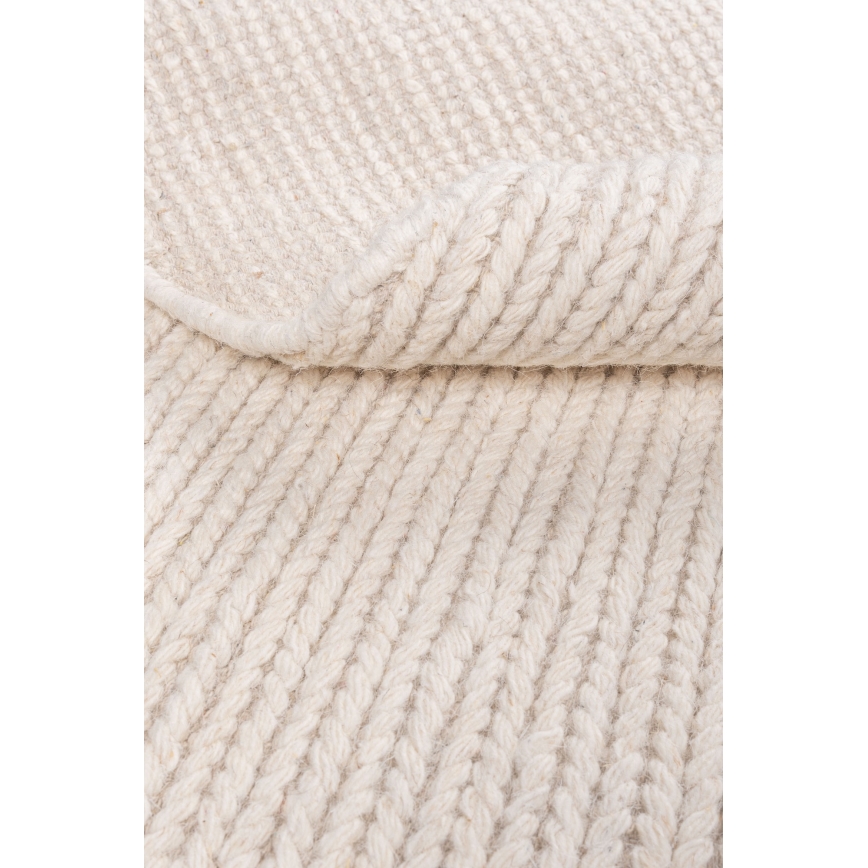 Runder Naturteppich FIR WOOL, Ø 160 cm, 2600 g/m², creme