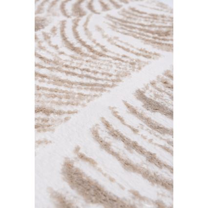 Runder Teppich SALAMANCA 100 cm beige/weiß/Blattmuster