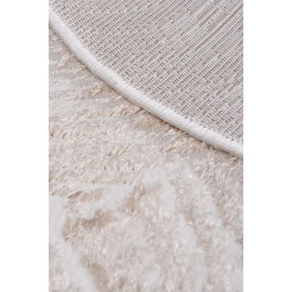 Runder Teppich SALAMANCA 100 cm beige/weiß/Blattmuster