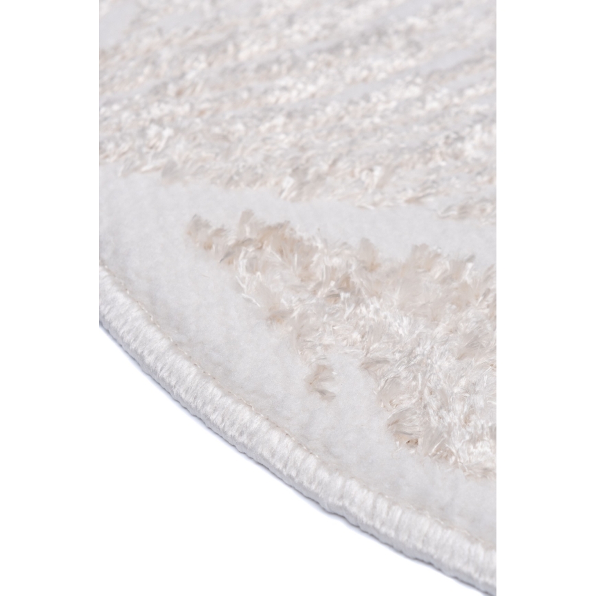 Runder Teppich SALAMANCA 100 cm beige/weiß/Blattmuster