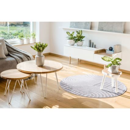 Runder Teppich SALAMANCA 100 cm, grau/weiß