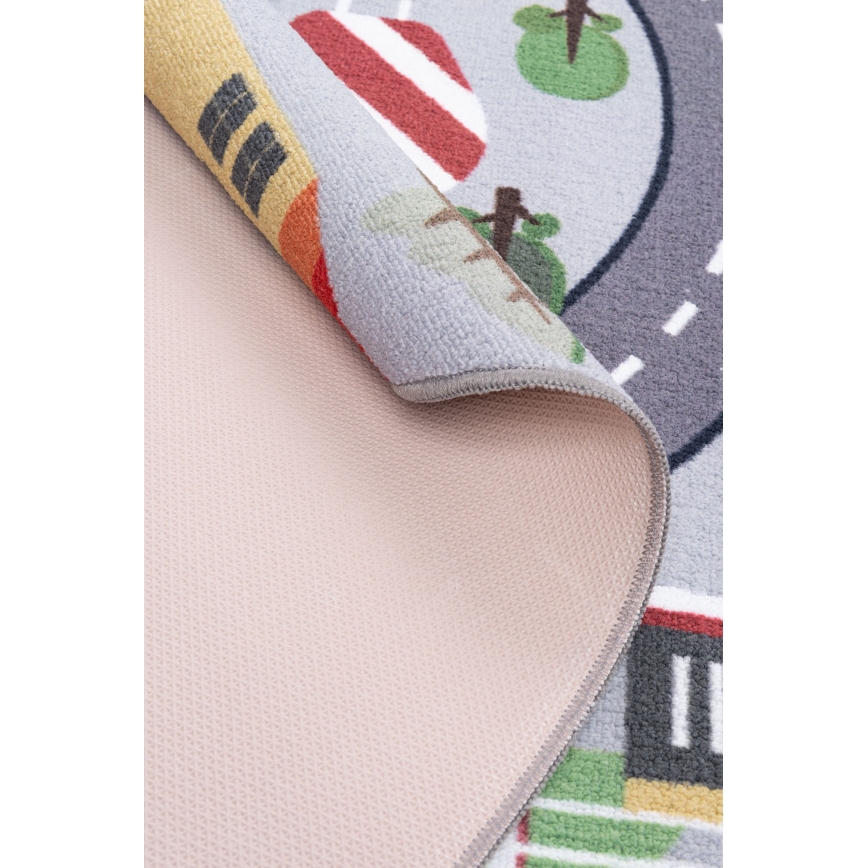 Rutschfester Kinderteppich ARES STREETS 160 cm grau/Stadt