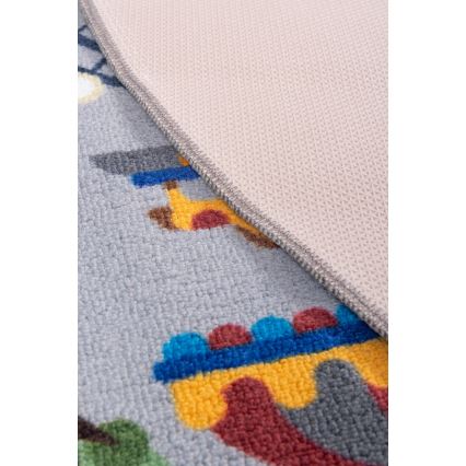 Rutschfester Kinderteppich ARES STREETS 160 cm grau/Stadt