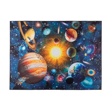 Rutschfester Kinderteppich PRINT 3D 120x160 cm Planeten/mehrfarbig