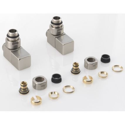 Sapho - Anschluss-Set für Eckventile CUBE, 2 Stück, gebürsteter Edelstahl
