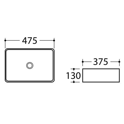 Sapho - Aufsatzwaschbecken DALMA 47,5 x 37,5 cm, Keramik/Carrara