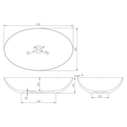Sapho - Aufsatzwaschbecken FORMIGO 60x40 cm Beton/Braun