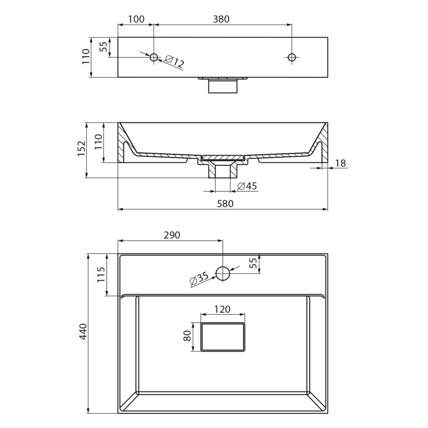 Sapho - Aufsatzwaschbecken GODIVA 58x44 cm Marmor/Weiß