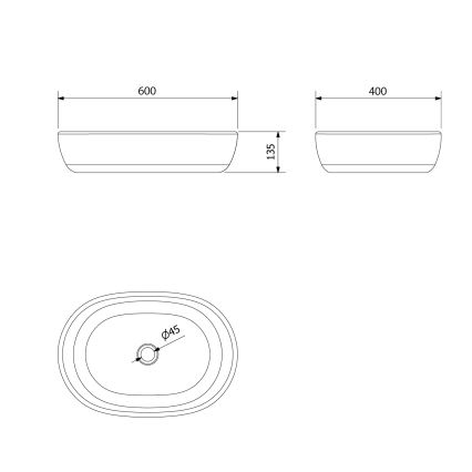 Sapho - Aufsatzwaschbecken PRIORI 60x40 cm Keramik/schwarz/blau
