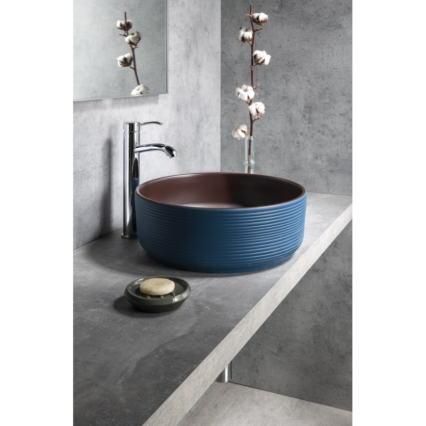 Sapho - Aufsatzwaschbecken PRIORI Ø 41 cm braun/blau