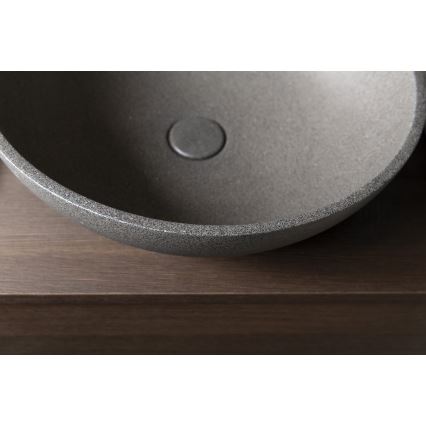 Sapho - Aufsatzwaschbecken TURF Ø 44 cm Beton/schwarzer Granit