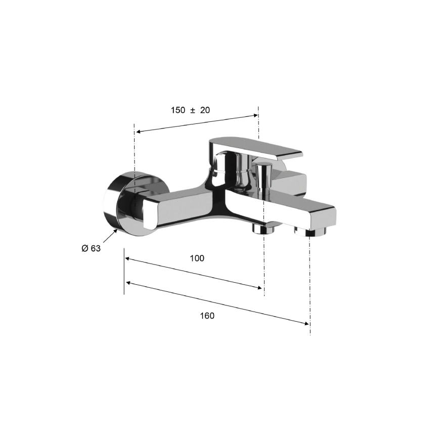 Sapho - Badewannenarmatur KAI matt schwarz