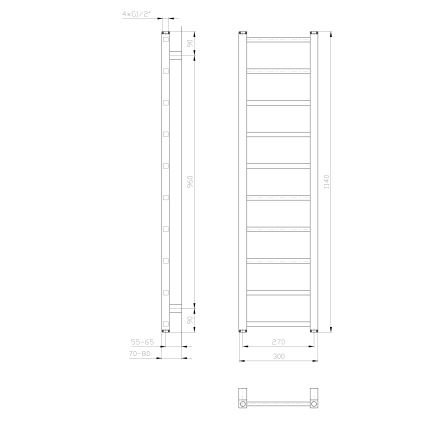 Sapho - Badezimmerheizkörper METRO LIGHT 211W 30x114 cm weiß