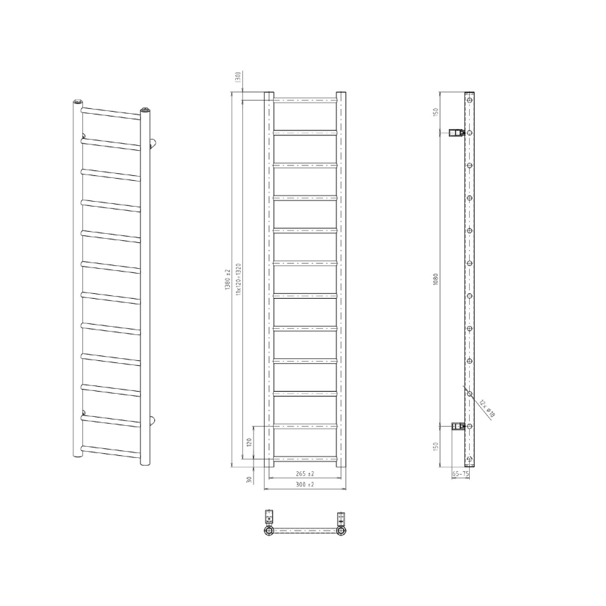 Sapho - Badheizkörper DINA 278W 30x138 cm matt schwarz