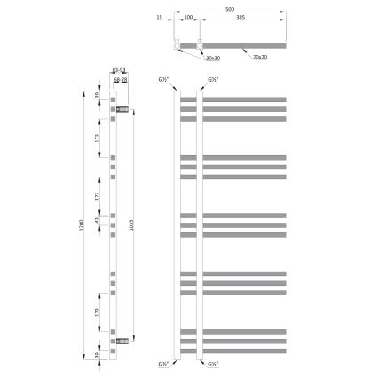 Sapho - Badheizkörper MAGDALENA 408W/230V 50x120 cm glänzender Chrom
