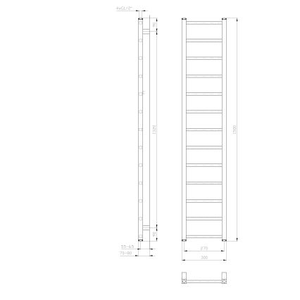 Sapho - Badheizkörper METRO LIGHT 150x30 cm weiß