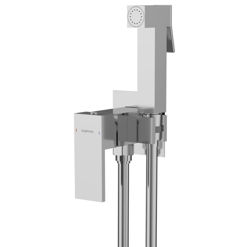 Sapho - Bidetarmatur mit Brause für Unterputzmontage CUBEMIX eckig/glänzendes Chrom