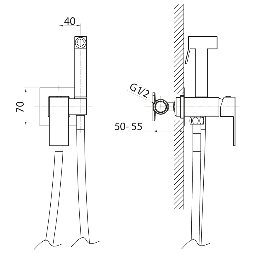 Sapho - Bidet-Armatur mit Handbrause zur Unterputzmontage CUBEMIX, mattgold