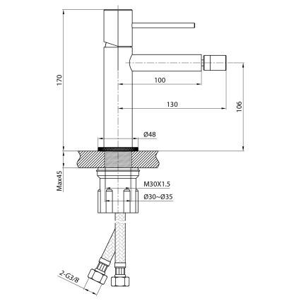 Sapho - Bidetarmatur SOLARIS Hochglanz-Chrom