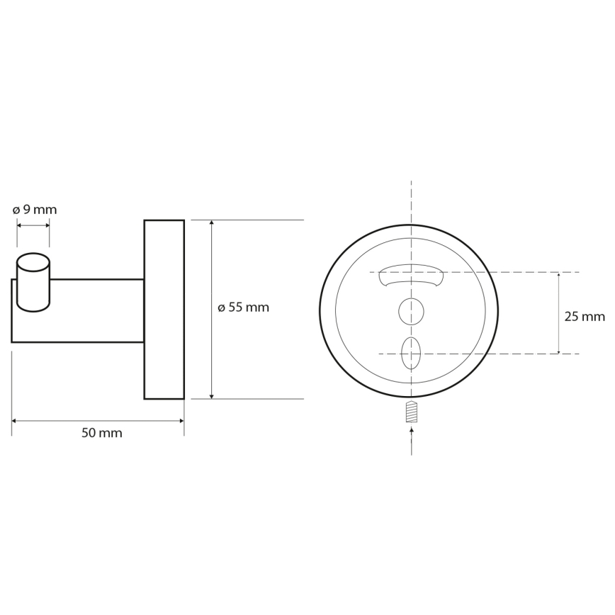 Sapho - Doppelhaken X-ROUND 5x5,5 cm schwarz