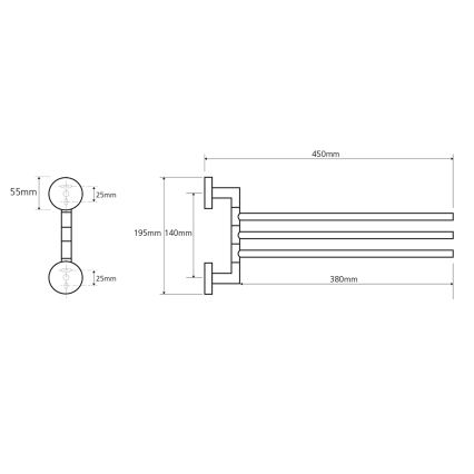 Sapho - Drehbarer Wandhandtuchhalter X-ROUND 19,5x45 cm glänzender Chrom