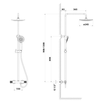 Sapho - Duschset mit SOLARIS-Mischbatterie, matt schwarz