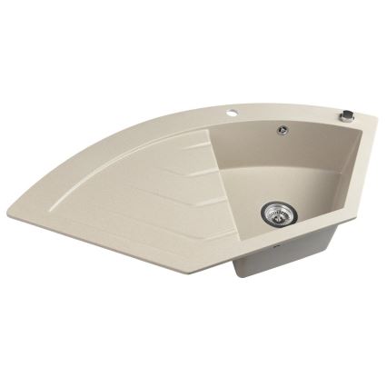 Sapho - Eck-Küchenspüle 114x57,5 cm Granit/Beige