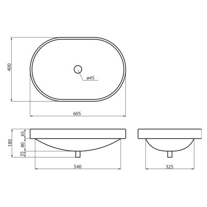 Sapho - Einbau-Waschbecken LIMA 60x40 cm Keramik/weiß