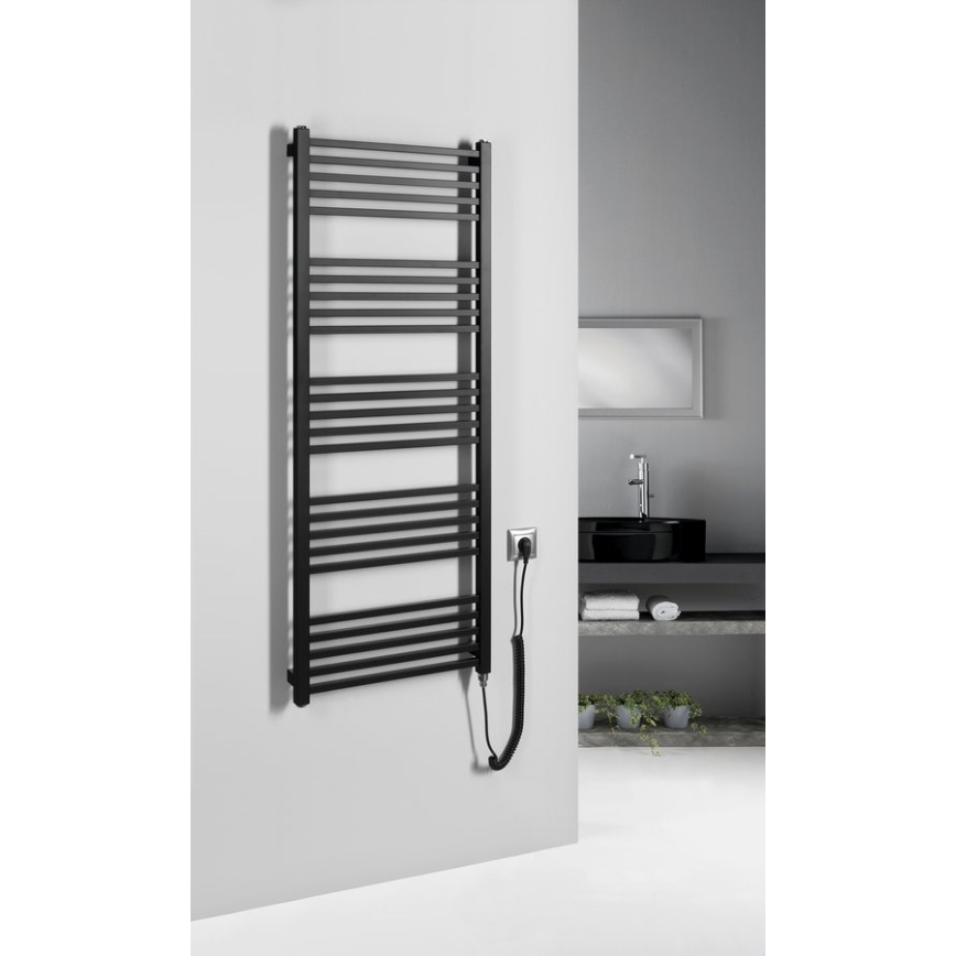 Sapho - Elektrischer Handtuchheizkörper METRO-E 500W 134x50 cm matt schwarz