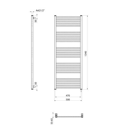 Sapho - Elektrischer Handtuchheizkörper METRO-E 500W 134x50 cm weiß