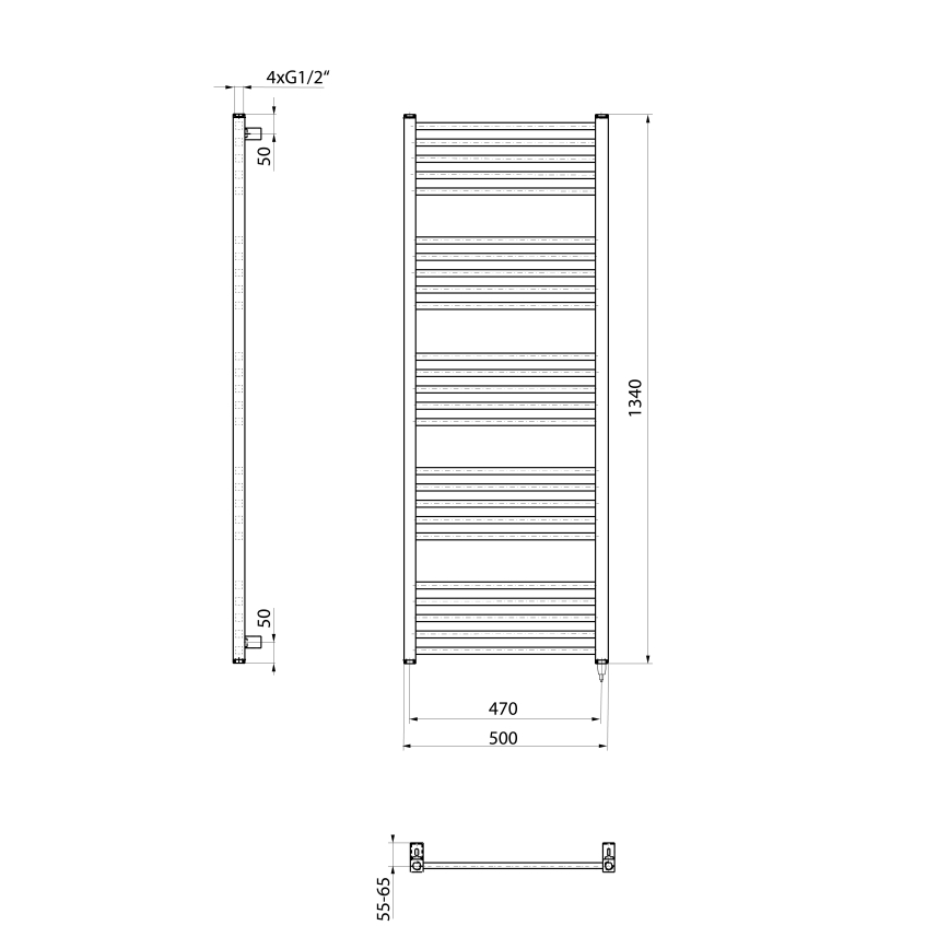 Sapho - Elektrischer Handtuchheizkörper METRO-E 500W 134x50 cm weiß