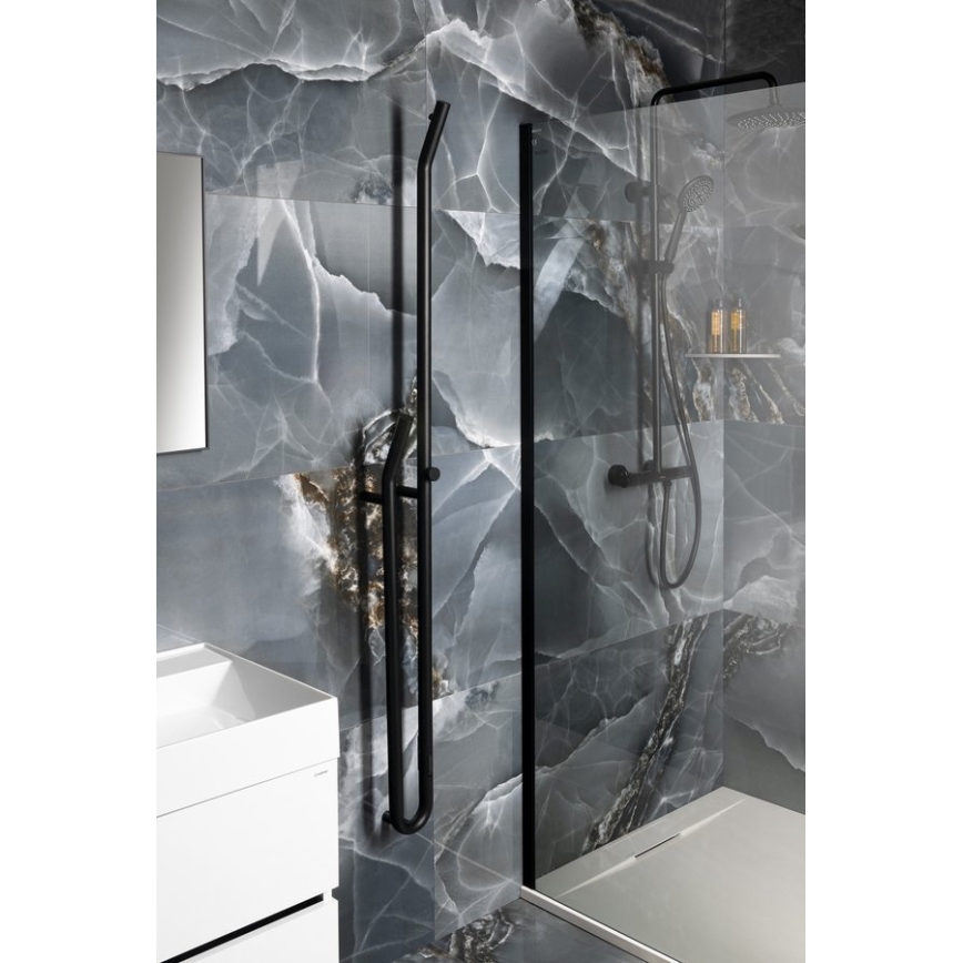 Sapho - Elektrischer Handtuchwärmer mit Timer DUOPASSO 45 W 170×12 cm matt schwarz