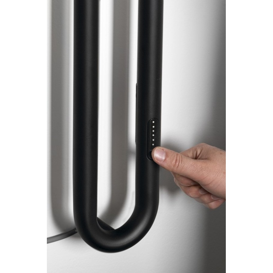 Sapho - Elektrischer Handtuchwärmer mit Timer DUOPASSO 45 W 170×12 cm matt schwarz