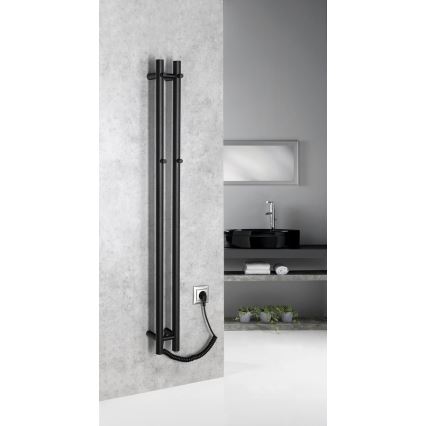 Sapho - Elektrischer Handtuchwärmer PAPINADO 40 W 120 x 11 cm matt schwarz