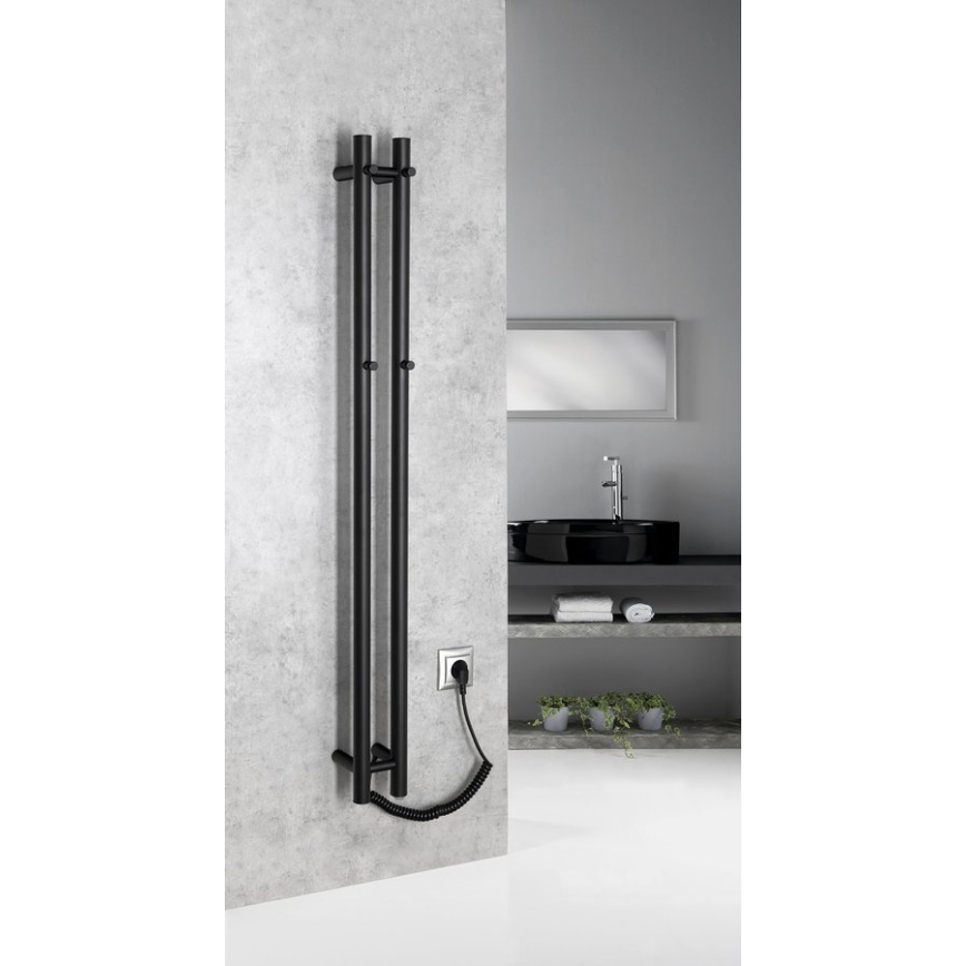Sapho - Elektrischer Handtuchwärmer PAPINADO 40 W 120 x 11 cm matt schwarz