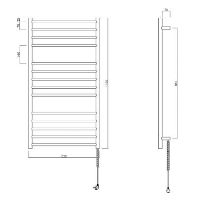 Sapho - Elektrischer Handtuchwärmer REDONDO 130Wn116x63 cm matt schwarz
