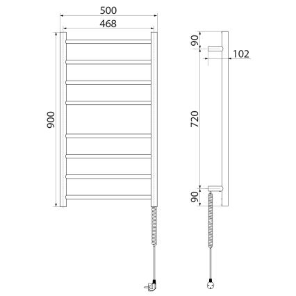 Sapho - Elektrischer Handtuchwärmer REDONDO 75W/230V 50x90 cm matt schwarz