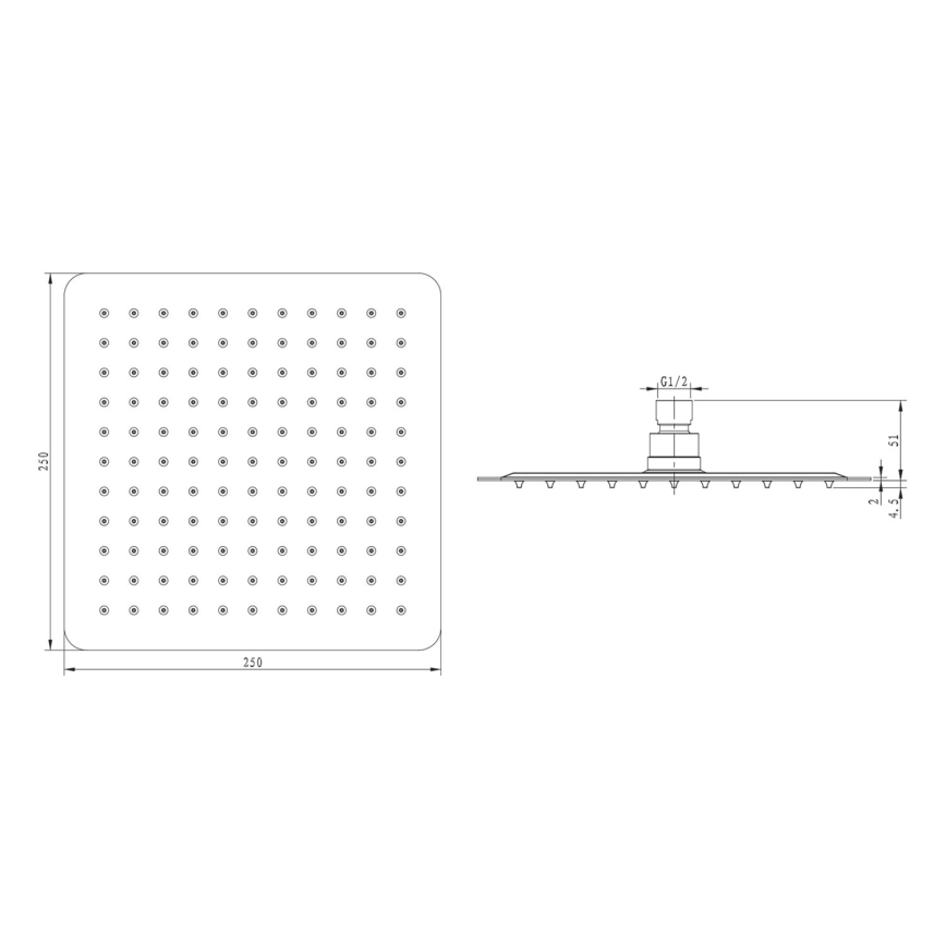Sapho - Kopfbrause SLIM 25x25 cm poliert Edelstahl
