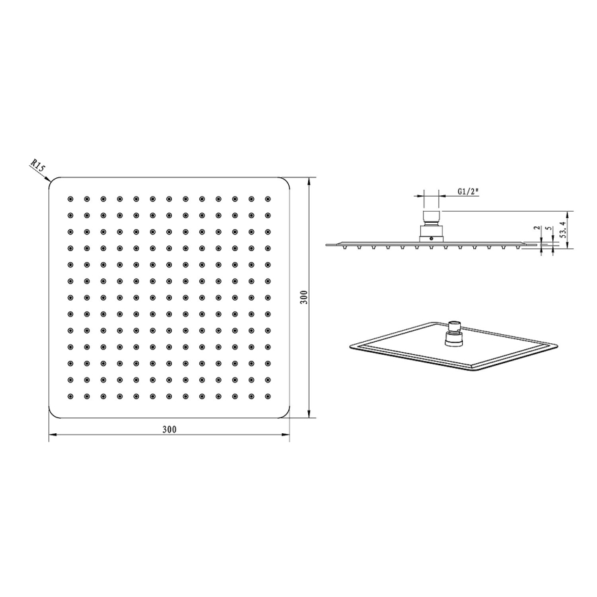 Sapho - Kopfbrause SLIM 30x30 cm poliert Edelstahl