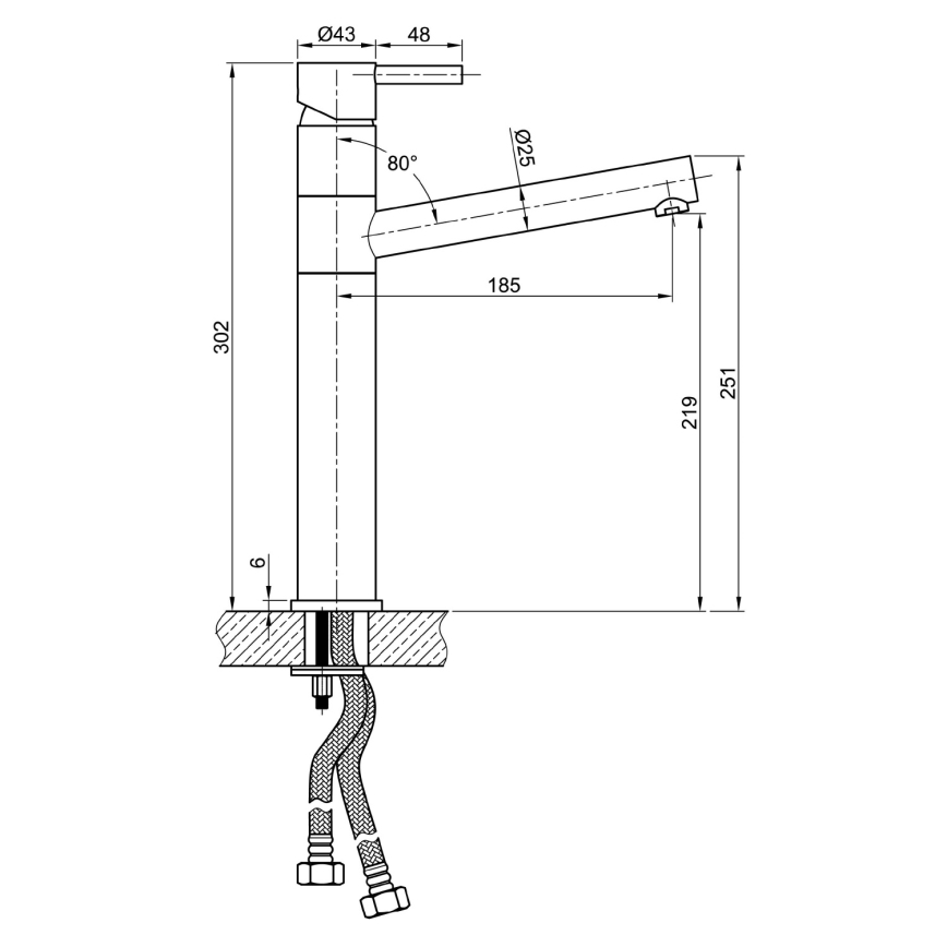 Sapho - Küchenarmatur MINIMAL 30 cm Edelstahl