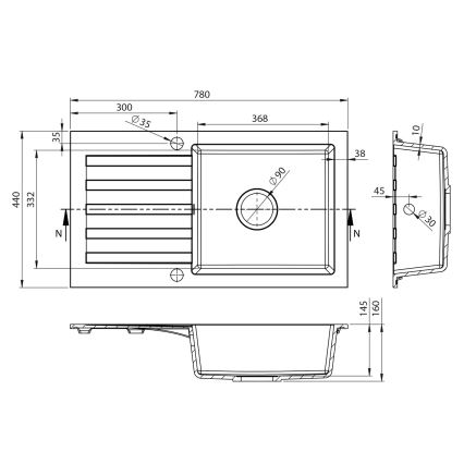 Sapho - Küchenspüle 78x44 cm Granit/Weiß