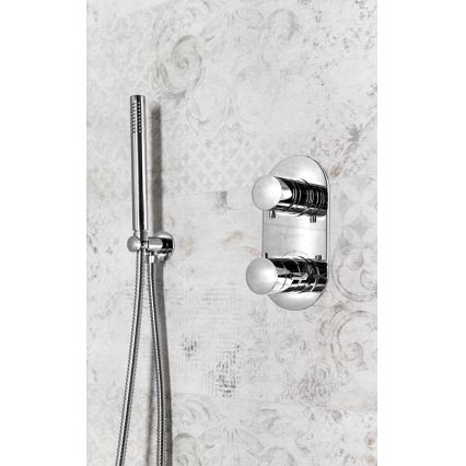 Sapho - Runder fester Duschhalter mit Auslass/glänzendes Chrom