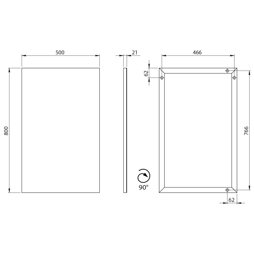 Sapho - Spiegel im Rahmen AROWANA 50x80 matt-schwarz