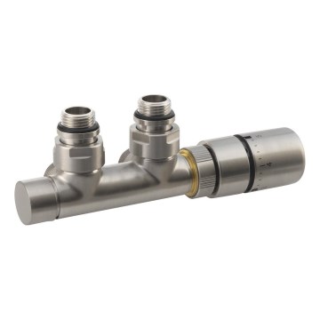 Sapho - Thermostatisches Anschlussset TWIN für Mittelanschluss, mattierter Edelstahl
