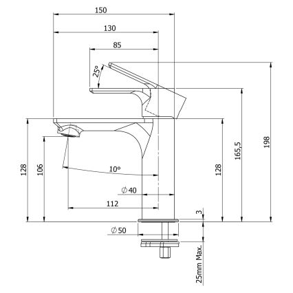 Sapho - Waschbeckenarmatur PAX 16,5 cm matt schwarz