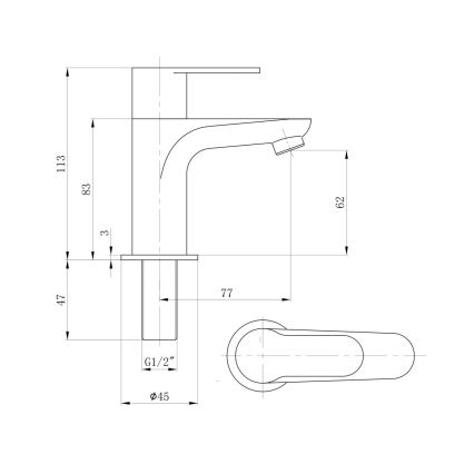Sapho - Waschtischarmatur SMALL 11,3 cm glänzender Chrom
