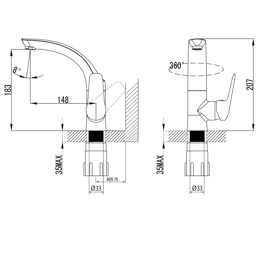 Sapho - Waschtischarmatur SOLITER 18 cm, hochglanzverchromt