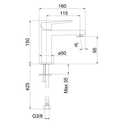Sapho - Waschtischarmatur TURSI 15 cm glänzender Chrom