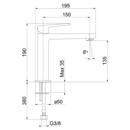 Sapho - Waschtischarmatur TURSI 19 cm matt schwarz