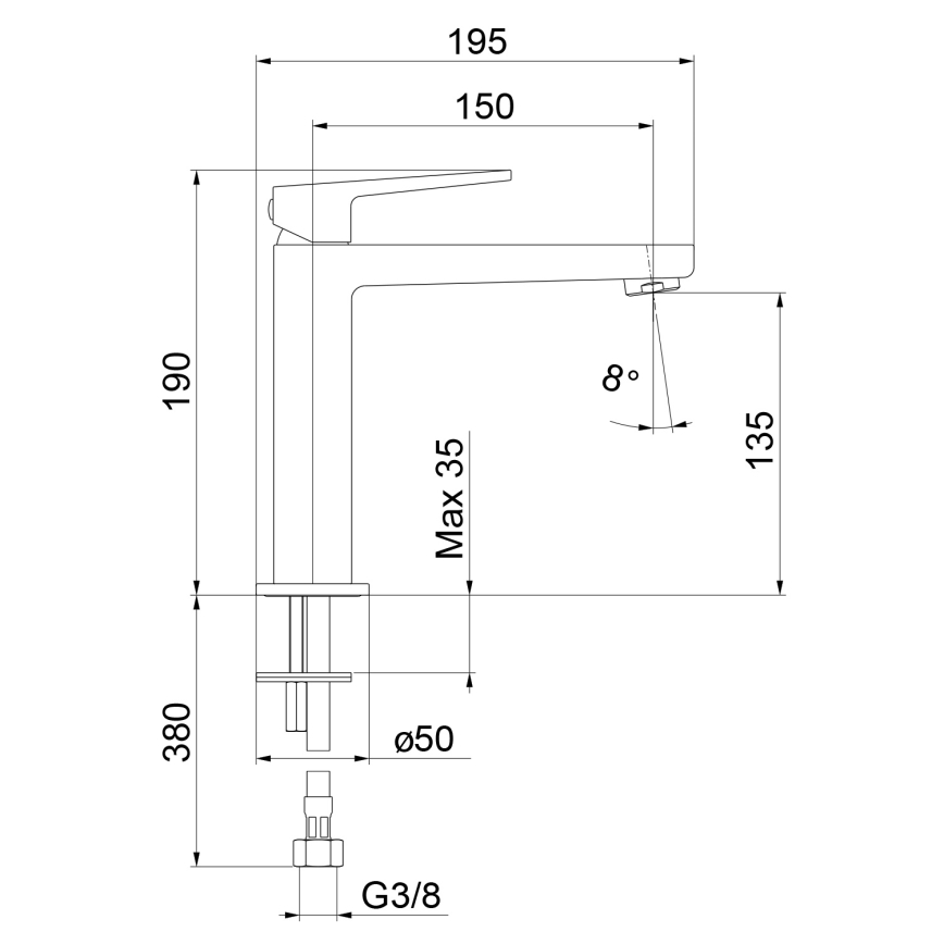 Sapho - Waschtischarmatur TURSI 19 cm matt schwarz